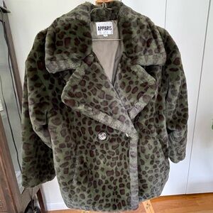 Apparis green leopard print coat